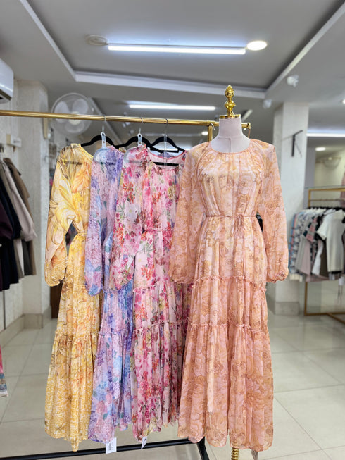 Long Sleeves Floral Maxi Dress